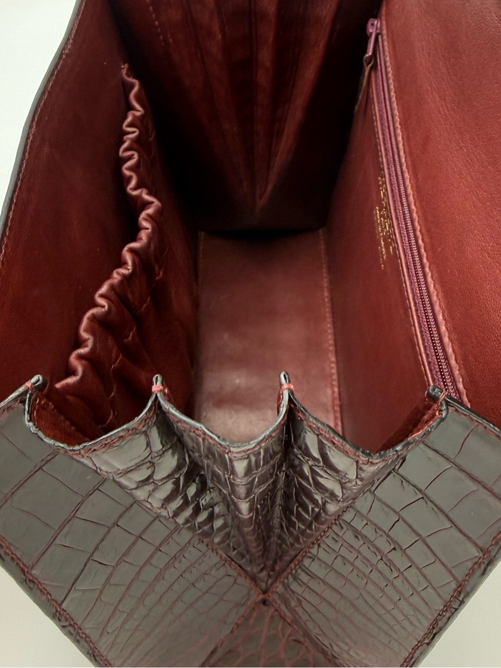 🐊MORABITO COUSU MAIN 1905 PARIS • TRAVIATA in Bordeaux CROCODILE Made in FRANCE - Picture 15 of 16